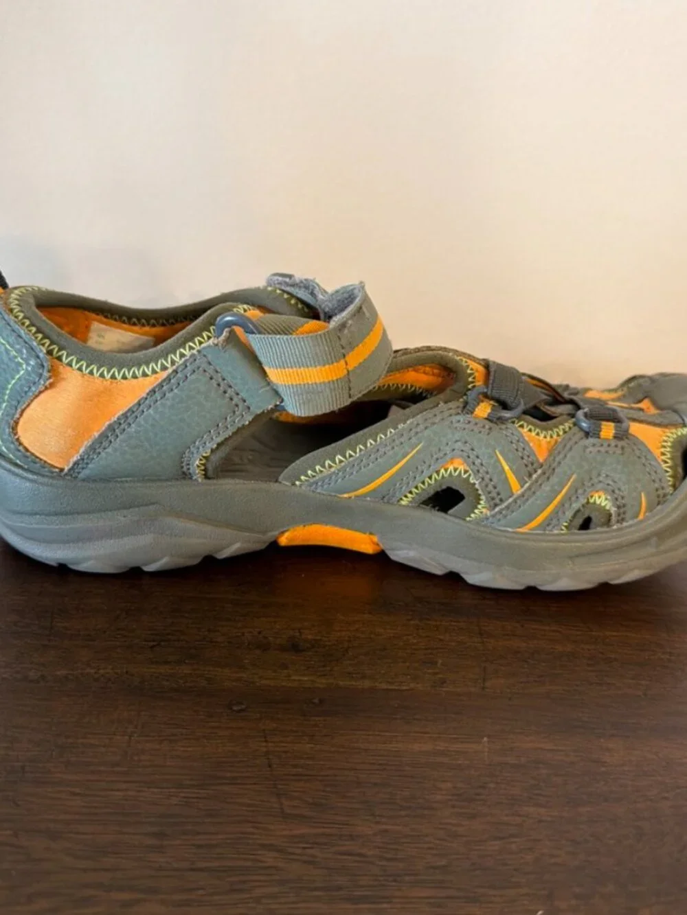 Merrell Boys Unisex Sandals Adventure Shoe Size 4W Green Orange Hydro Hiker